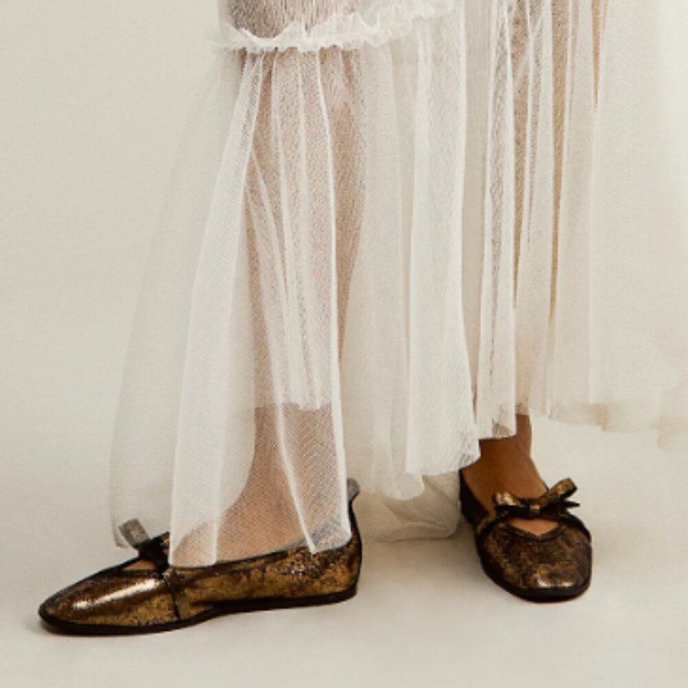 FREE PEOPLE Mania Bow BALERINAS 3S2269 NEW Leather upper and lining!